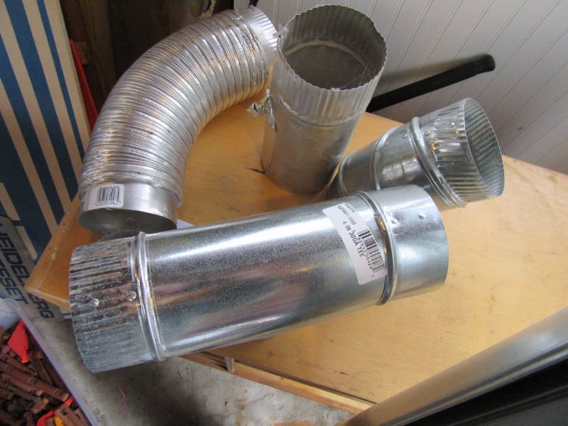 lot 111 image: 8 section of stove pipe and elbows and flex tube
