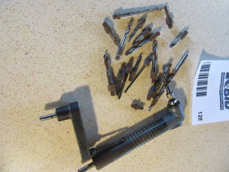 lot 128 image: 90 degree angle drill bits and drill attachments