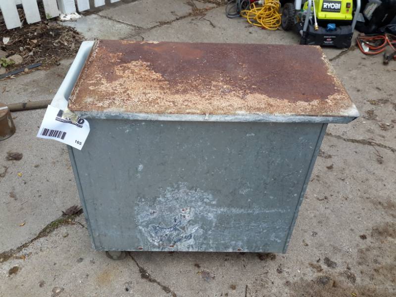lot 165 image: Galvanized Bakers storage bin.. NSF