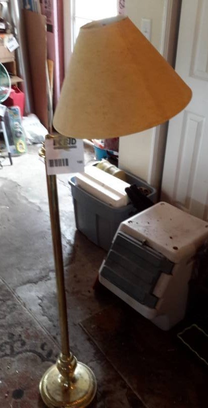 lot 168 image: Simulated brass pole lamp.. Swings..  This works