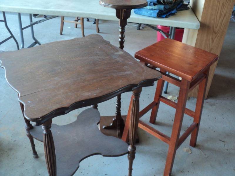 lot 44 image: Lamp Table, Plant Stand and Stool...