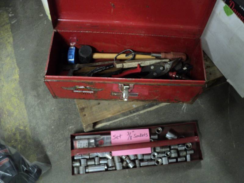 lot 107 image: Metal Tool Box with Tools pictured ...