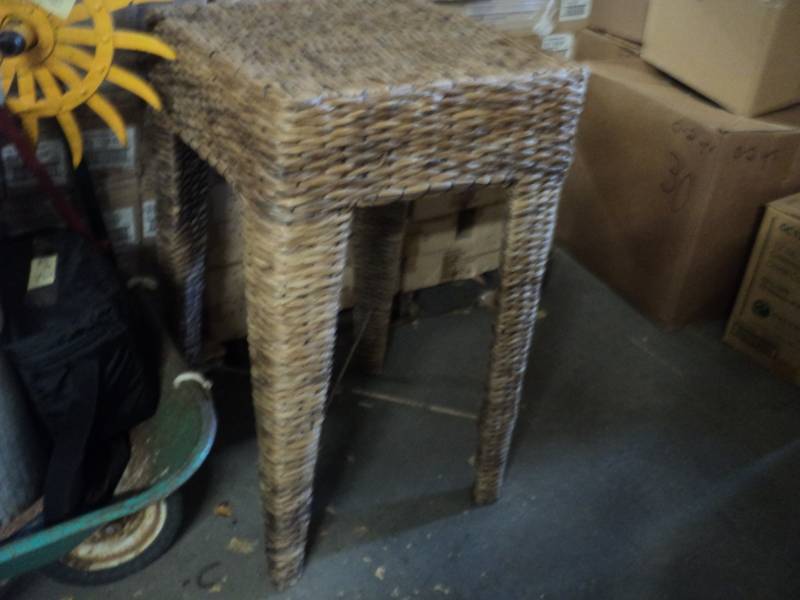 lot 177 image: Woven StoolTable 21 sq x 36 Tall...