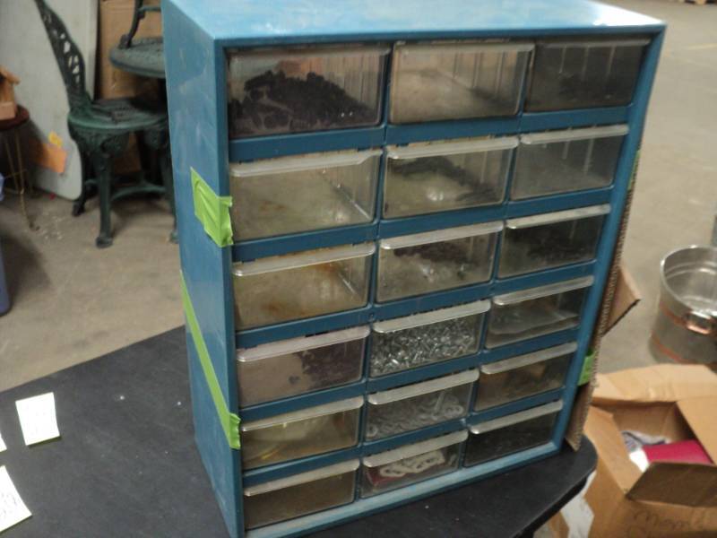 lot 205 image: 18 Compartment Storage with Content...