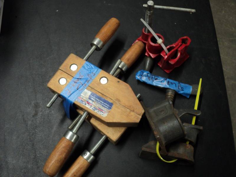 lot 216 image: 2 Wood Clamps and pipe clamps...