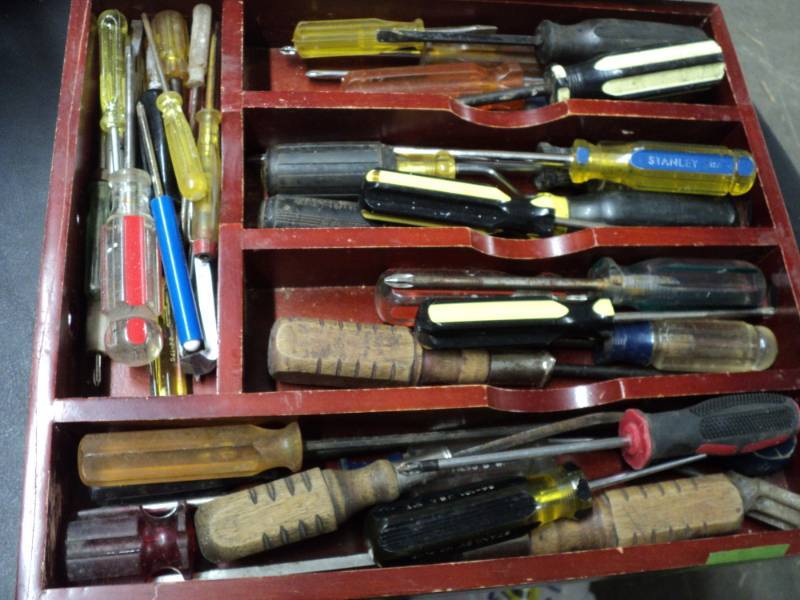 lot 229 image: Wood Box with Tools...