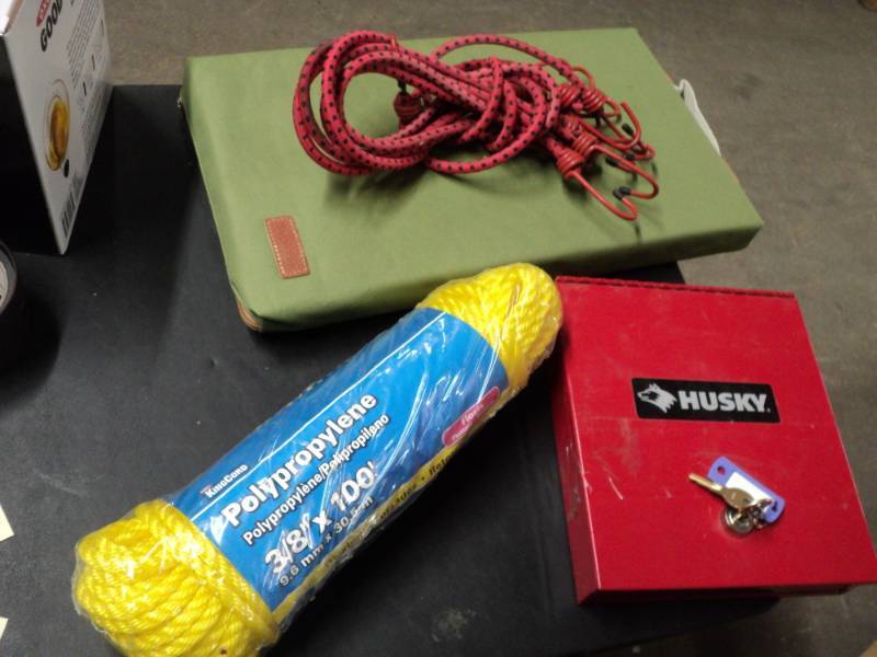 lot 263 image: Bungees, Cushion, Lockable Metal Bo...
