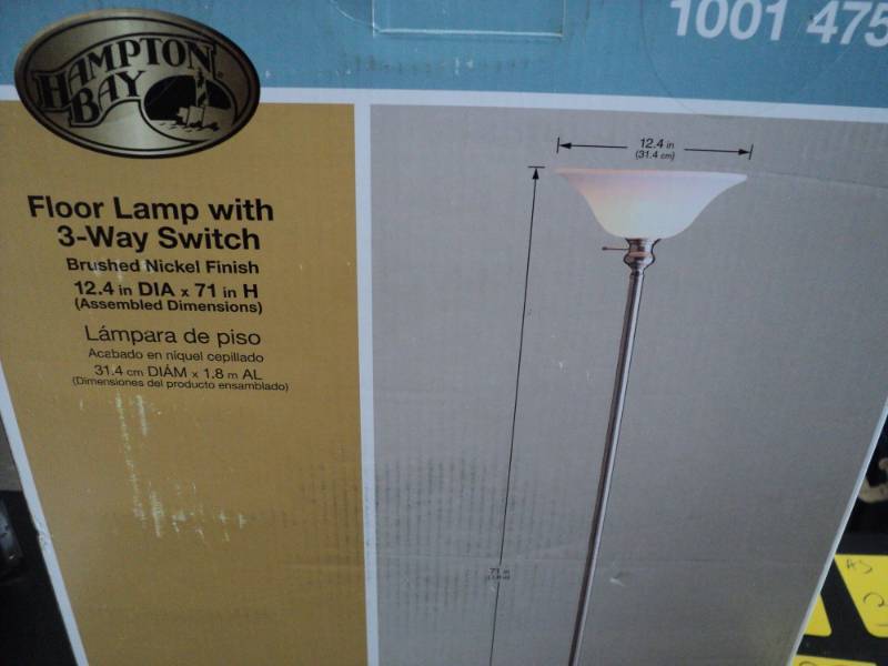 lot 328 image: Hampton Bay Floor Lamp with 3 way S...