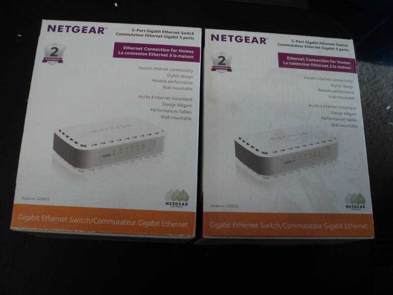 lot 361 image: Set of 2 Netgear 5 port Gigabit Eth...