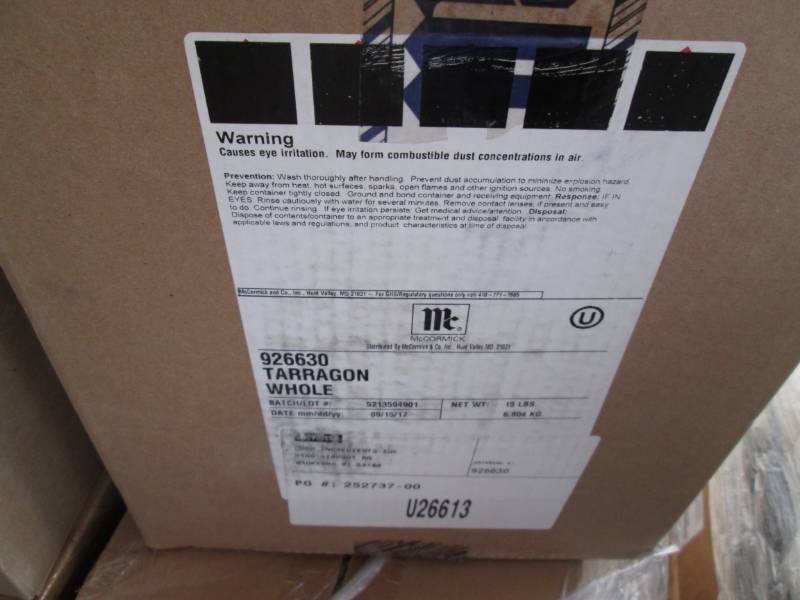 lot 431 image: 15 Pound box of dried, crushed Tarragon spice flakes