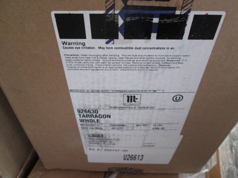lot 432 image: 15 Pound box of dried, crushed Tarragon spice flakes