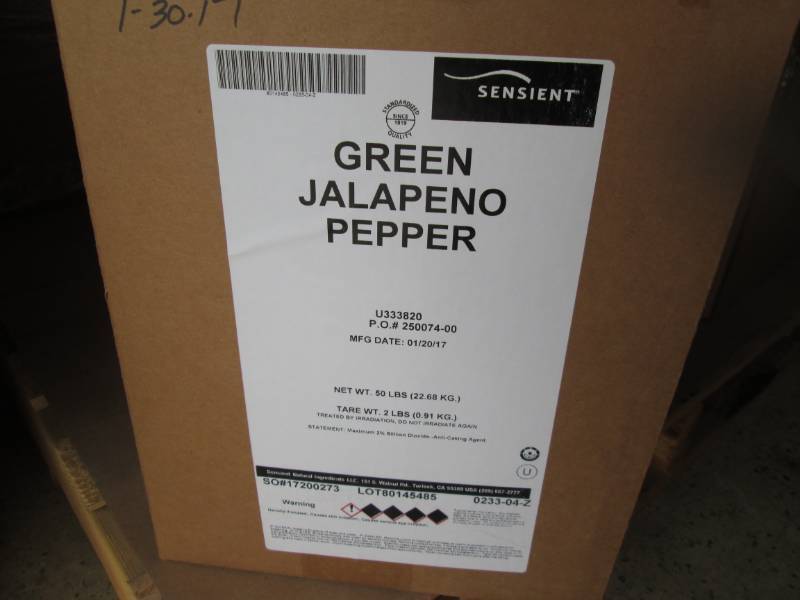 lot 434 image: 50 Pound box of dried Jalapeno Pepper powder