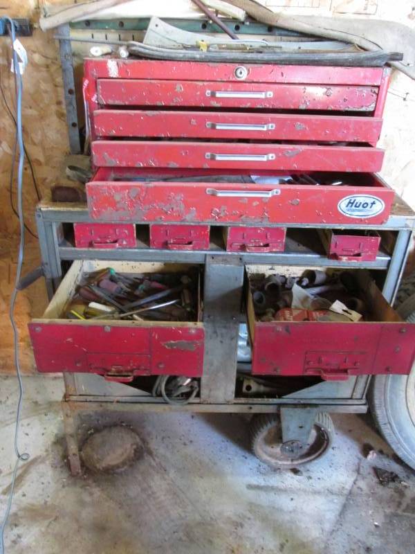lot 55 image: Tool cart and tool chest with Misc....
