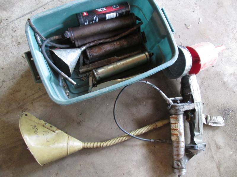 lot 57 image: Lot of grease guns and oil funnel...