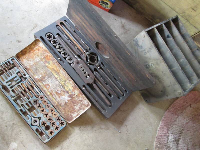 lot 58 image: Qty 2 tap and die sets, 1 vintage s...