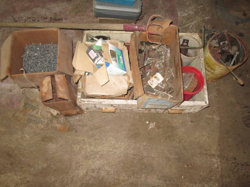 lot 61 image: Misc. nails and bolts, nuts...