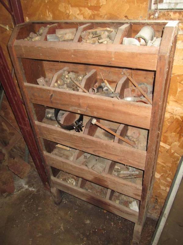 lot 94 image: Wood storage cabinet with misc. bol...