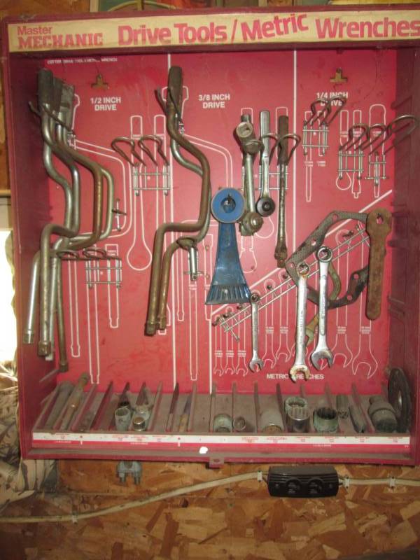 lot 106 image: wall mounted wrench holder with wre...