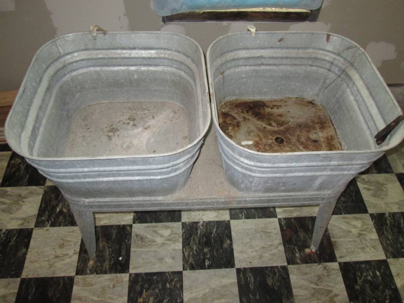 lot 174 image: Galvanized double wash basins...
