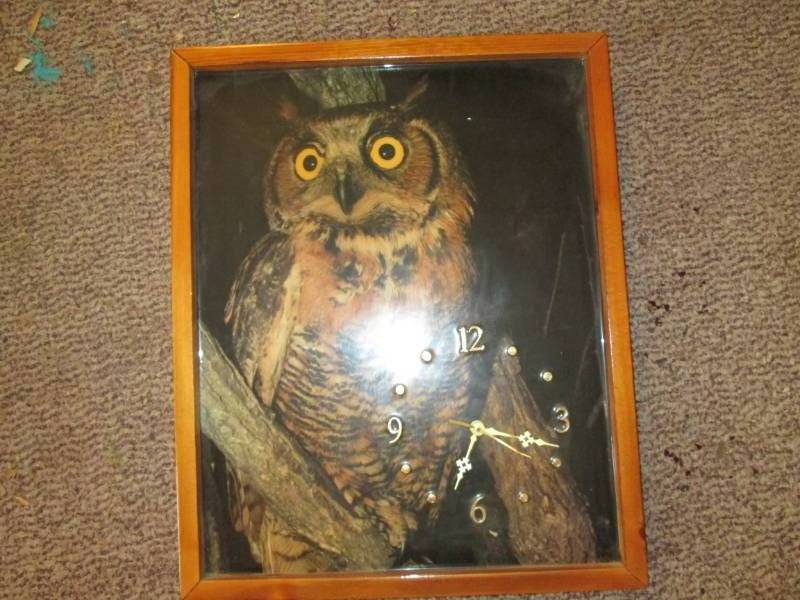 lot 202 image: Vintage owl clock...
