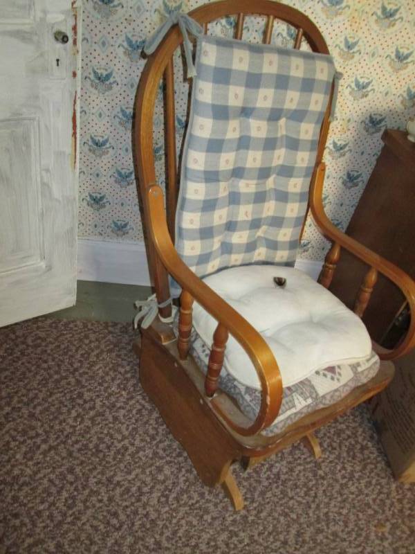 lot 207 image: Glider rocking chair with cushions...