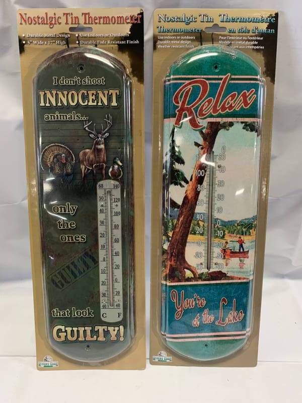 lot 14 image: Lot of 2 IndoorOutdoor Thermometers 17 Long