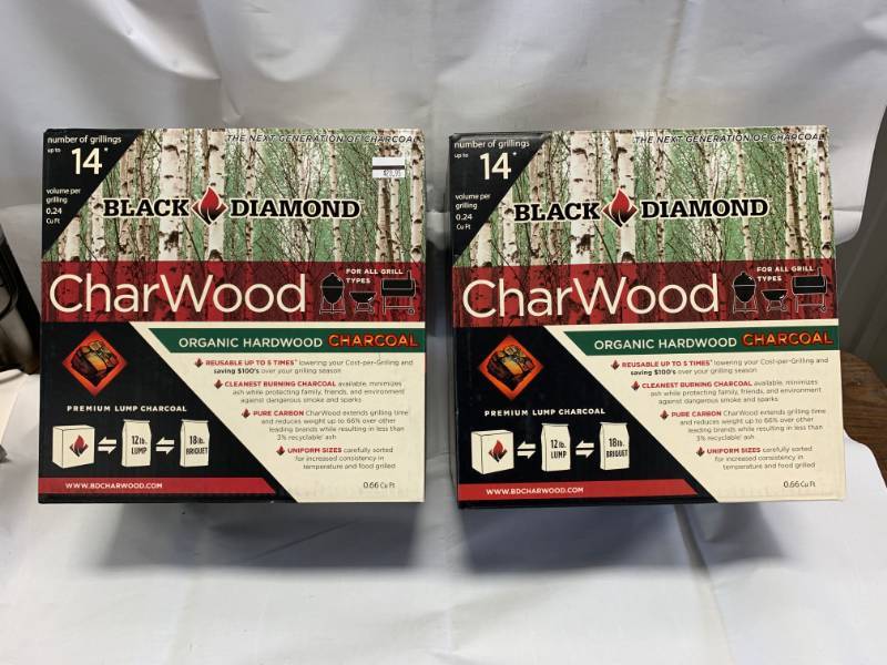 lot 21 image: Black Diamond Hardwood Charcoal (good for 14 grillings) Lot of 2