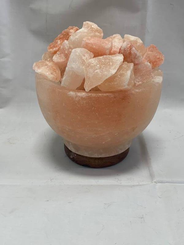 lot 44 image: Brand New Himalayan Salt Lamp Bowl with Light 6 Tall