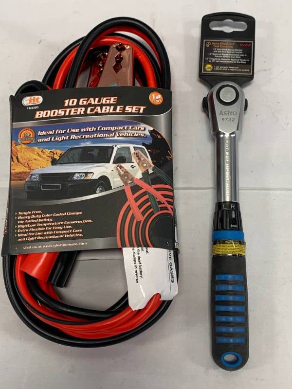 lot 83 image: Astro Pneumatic Ratchet Wrench & Booster Cables