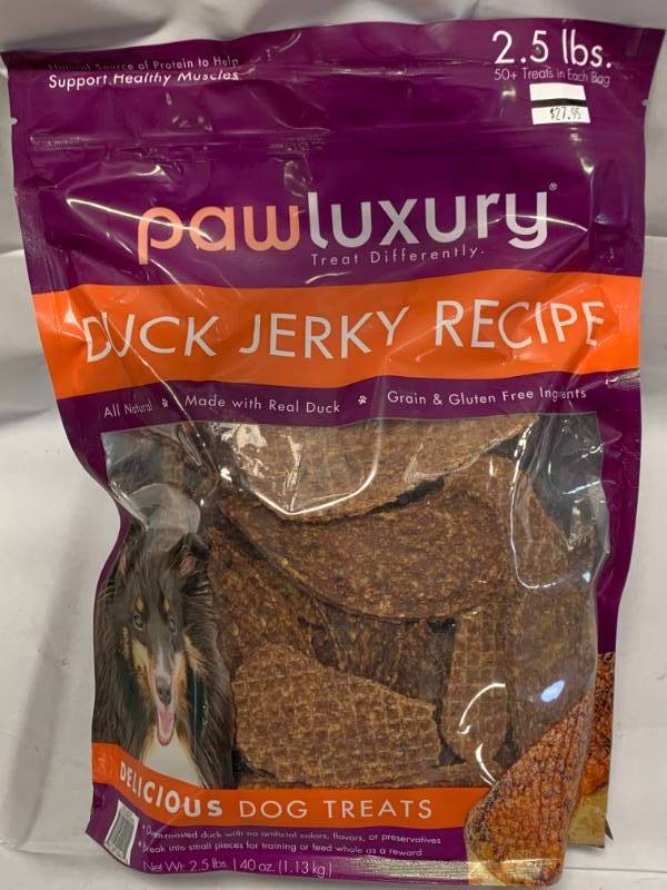lot 101 image: Duck Jerky Dog Treats 2.5 Pounds  $24.95 at Costco
