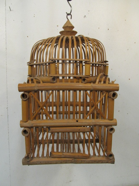 lot 34 image: Vintage Bamboo Bird Cage