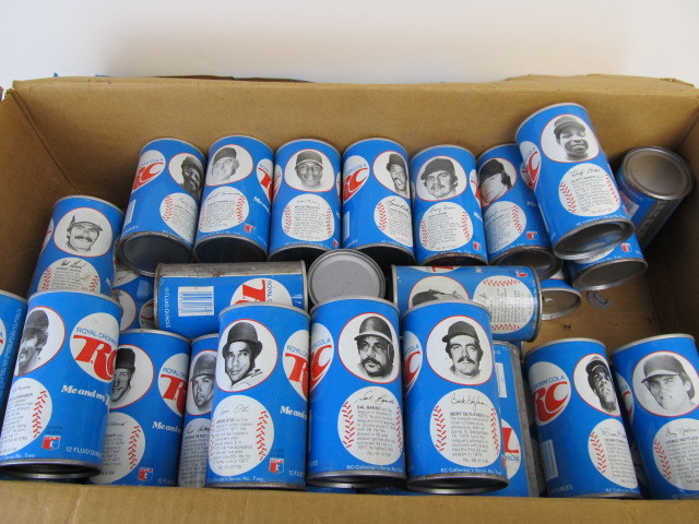 lot 47 image: Large Lot of Vintage RC Cola Baseball Player Soda Cans