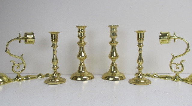 lot 63 image: Solid Brass BALDWIN Candle Stands & Sconces