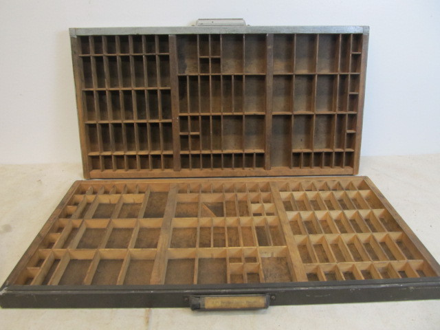 lot 140 image: Pair of Vintage Industrial Printers Drawer Trays