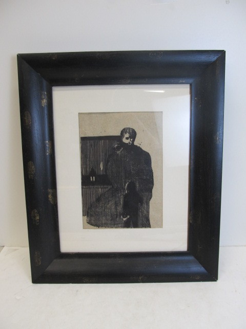 lot 150 image: Vintage Framed Mid Century Woodcut Print