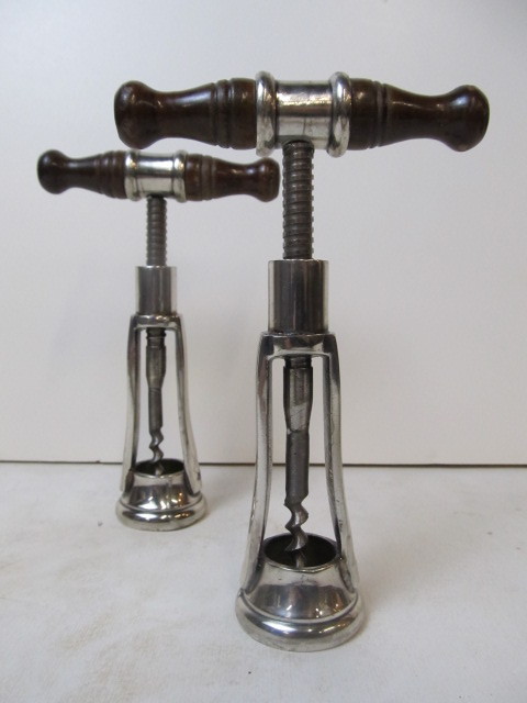 lot 117 image: Pair of Vintage Chrome Wood Handle Corkscrews