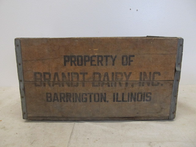 lot 131 image: Old Vintage BRANDT Wooden Dairy Crate