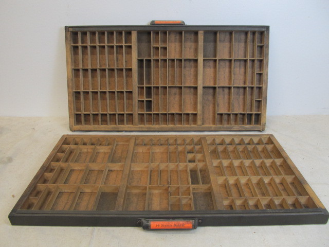 lot 138 image: Pair of Vintage Industrial Printers Drawer Trays