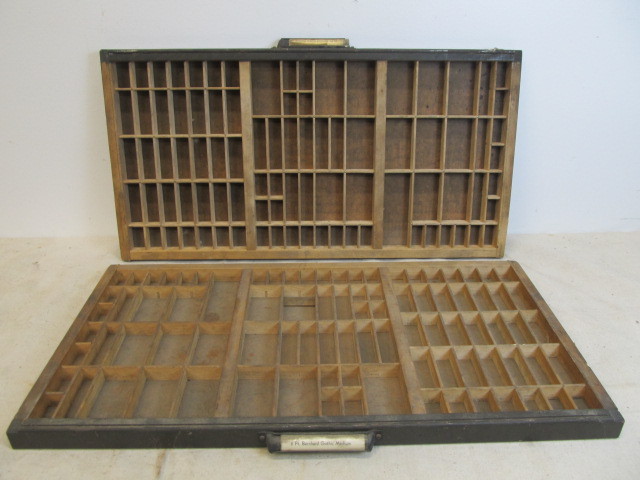 lot 139 image: Pair of Vintage Industrial Printers Drawer Trays