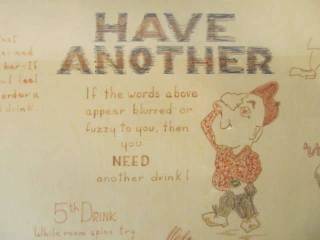 lot 202 image: Vintage 1940s Original Hand Drawn Comic HAVE ANOTHER Bar Drinking Artwork