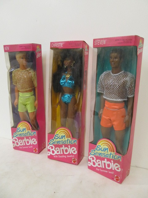 lot 204 image: 3 New in Box vintage SURF SENSATION Barbie Dolls