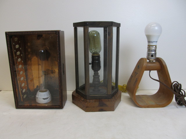 lot 157 image: 3 Hand Made Upcycled Lamps