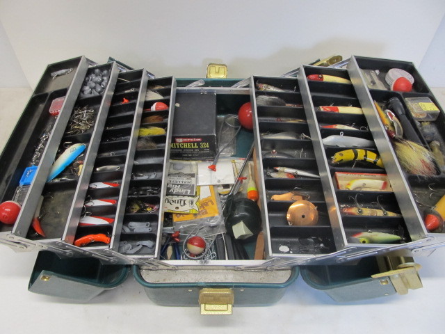 Vintage Union Tackle Box FULL of Fishing Tackle
