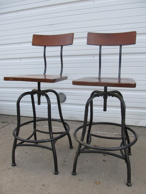 lot 13 image: Vintage Style Industrial Drafting Stools