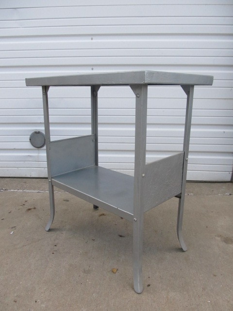 lot 14 image: Old Vintage Industrial Steel Work Table