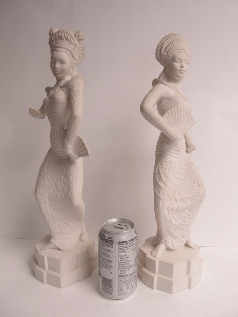 lot 265 image: 2 Large Vintage Unfired Pottery Figural Statues