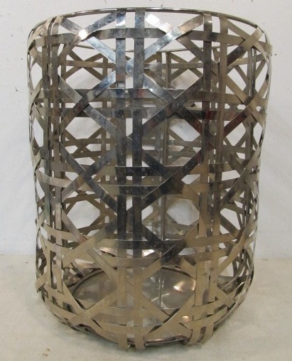 lot 233 image: Vintage Mid Century Woven Metal Table BaseBasket