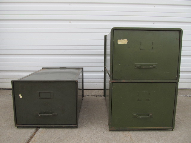 lot 241 image: 3 Vintage Industrial Metal File Cabinets