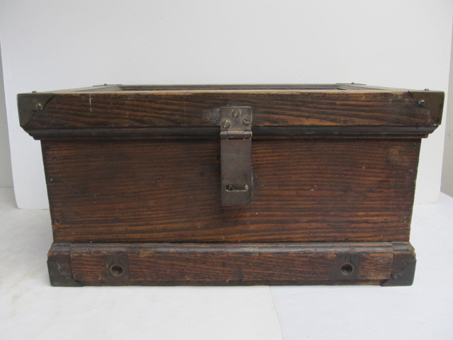 lot 2 image: Antique Small Carpenters Tool chest wBrass Hardware