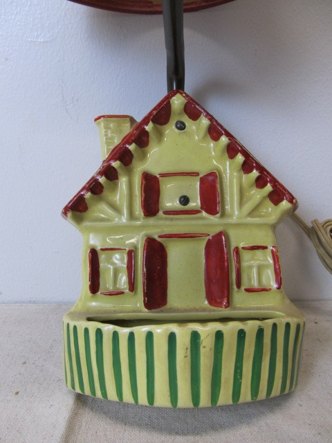 lot 155 image: Vintage 1950s Ceramic Wall Pocket Lamp wMatching shade